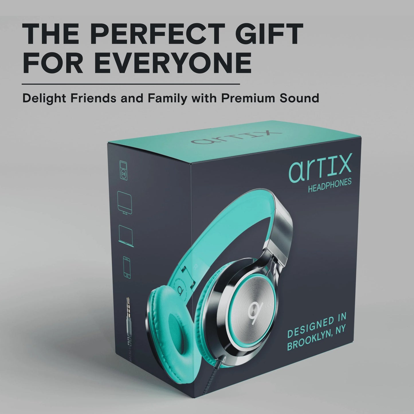 CL750 Wired Headphones with Microphone, On-Ear Head Phones with Mic, Turquoise