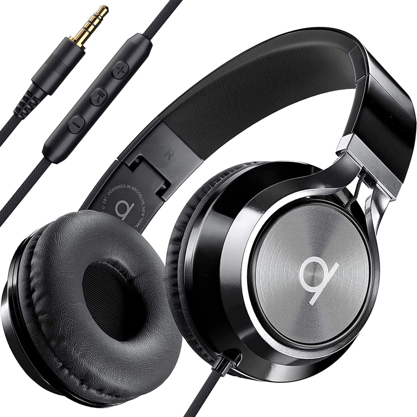 CL750 Wired Headphones with Microphone, On-Ear Head Phones with Mic, Black