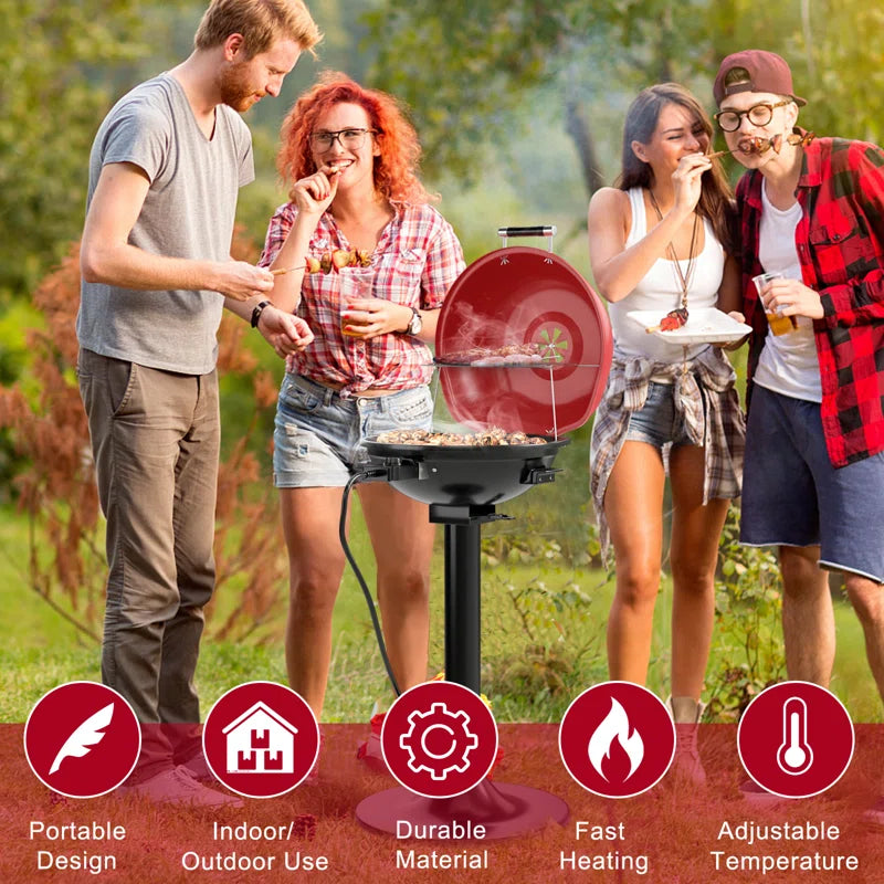 15'' Non Stick Electric Grill with Lid