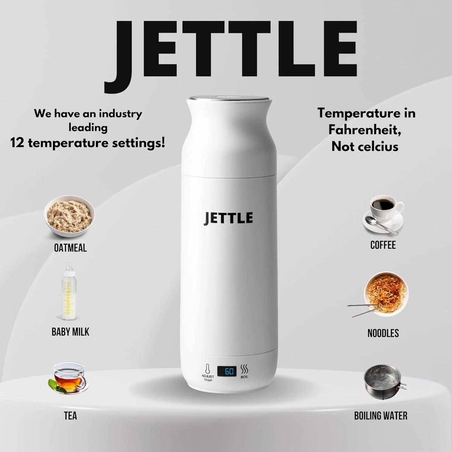 Electric Kettle 450Ml - Stainless Steel Temperature Control Bottle - Electric Tea Kettles Automatic Shut off for Coffee Milk Soup Water - White