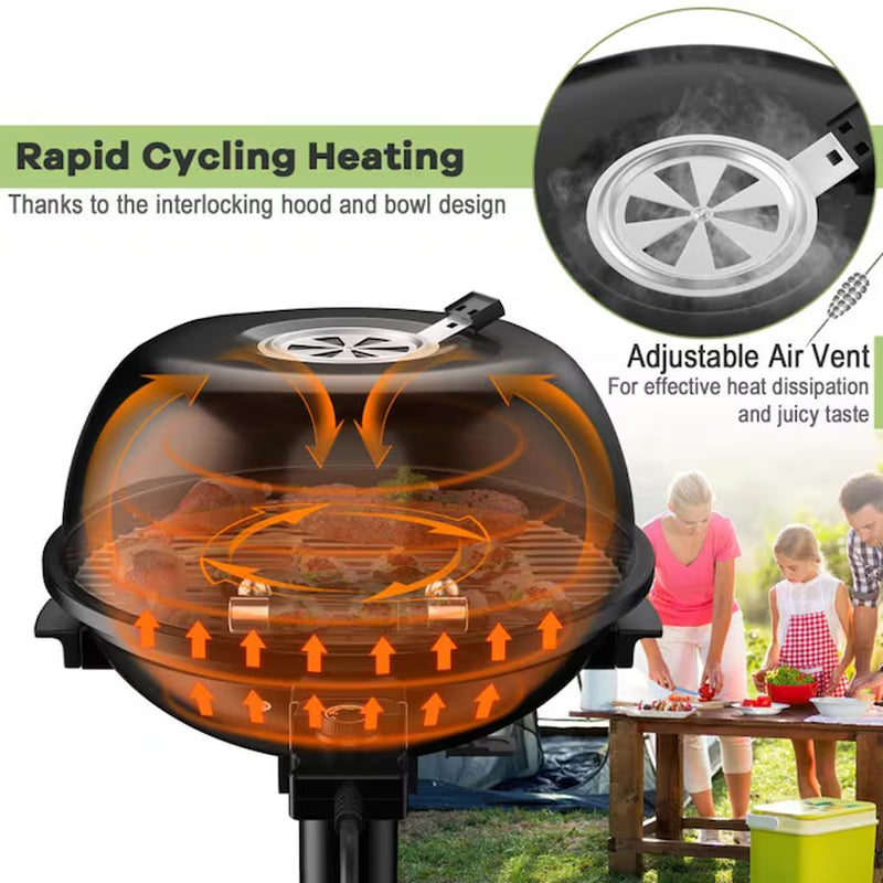 Portable Electric BBQ Grill 1600 -Watt Black Electric Grill