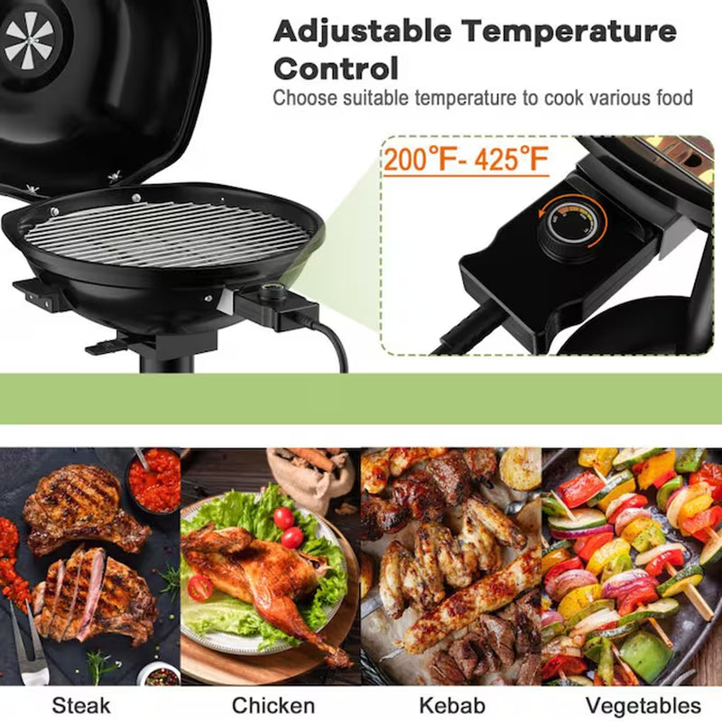 Portable Electric BBQ Grill 1600 -Watt Black Electric Grill