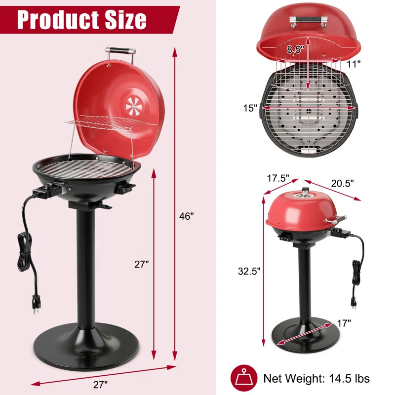 15'' Non Stick Electric Grill with Lid