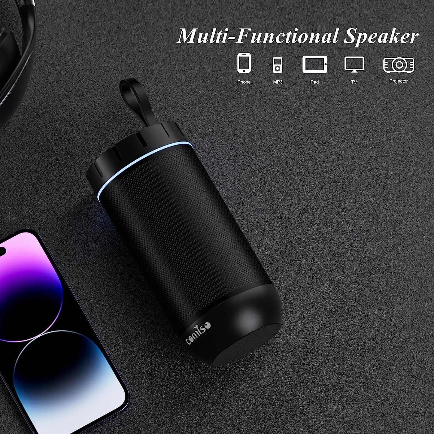 Bluetooth Speaker, IP65 Waterproof Portable Speaker with 360° HD Stereo Sound, Punchy Bass, TWS Pairing, 24H Playtime, Wireless Speakers for Home/Outdoor/Camping/Beach, Gifts for Unisex