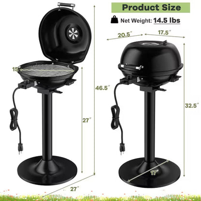 Portable Electric BBQ Grill 1600 -Watt Black Electric Grill