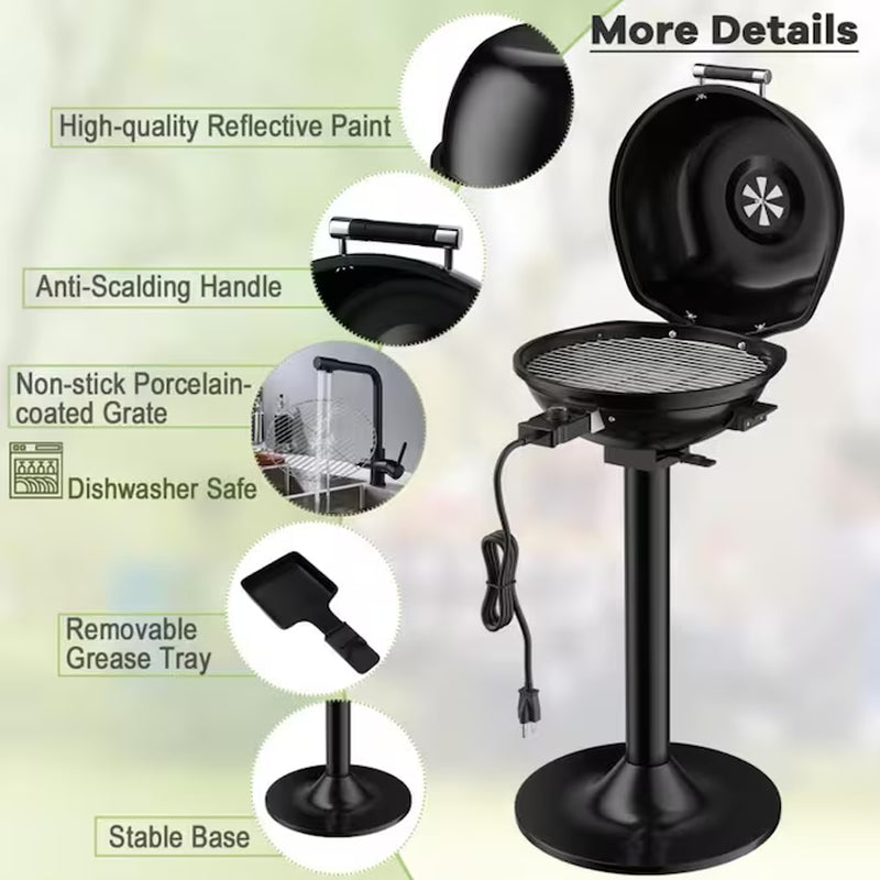 Portable Electric BBQ Grill 1600 -Watt Black Electric Grill