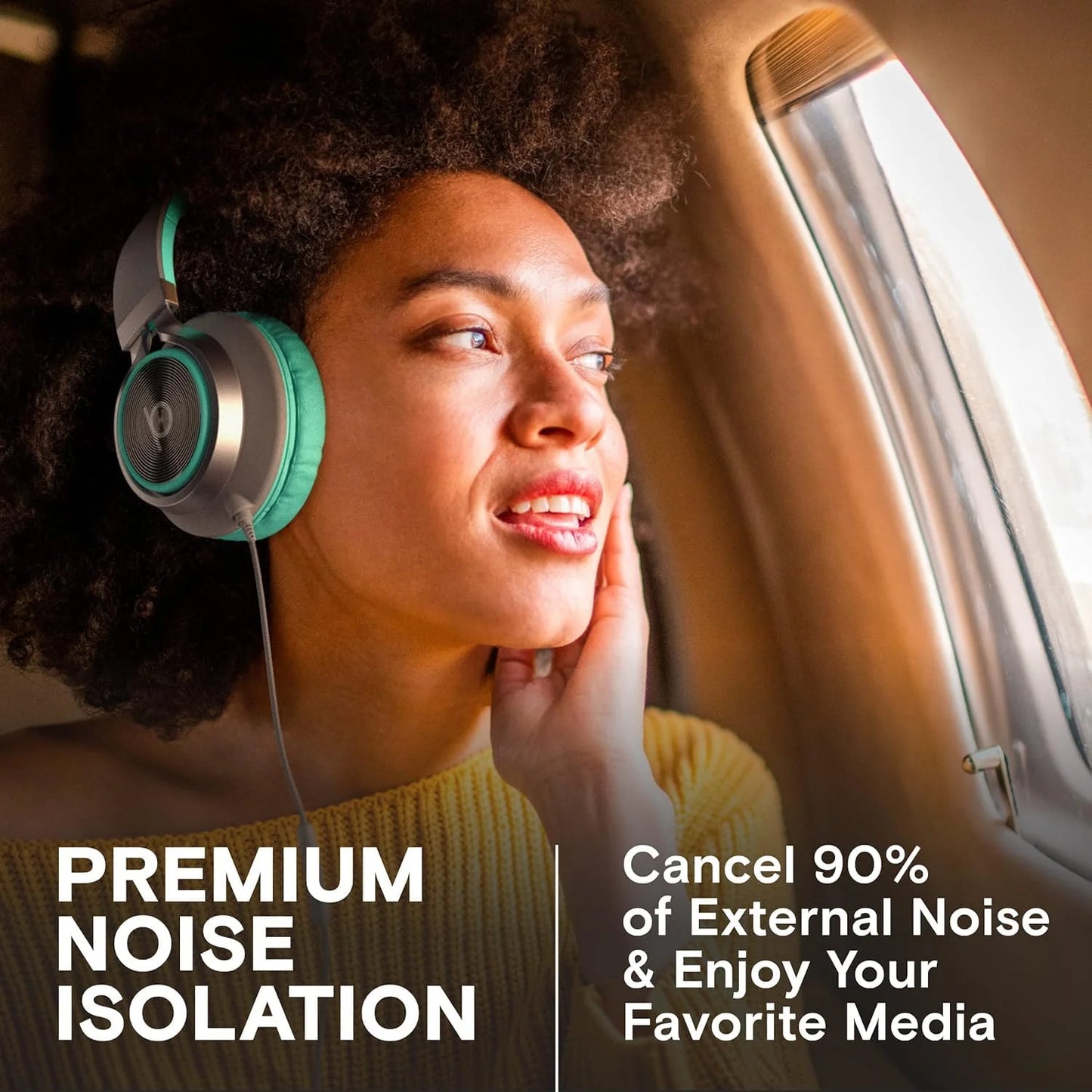 CL750 Wired Headphones with Microphone, On-Ear Head Phones with Mic, Turquoise