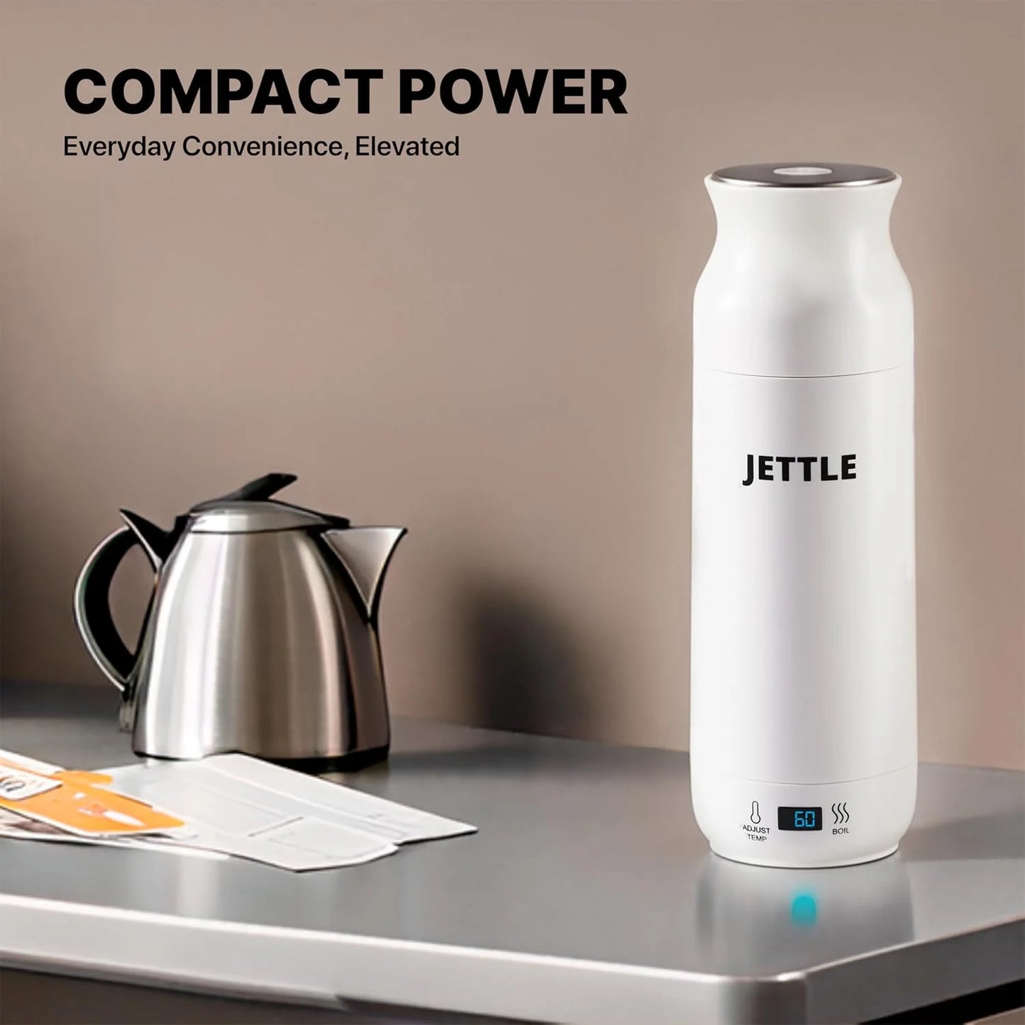 Electric Kettle 450Ml - Stainless Steel Temperature Control Bottle - Electric Tea Kettles Automatic Shut off for Coffee Milk Soup Water - White