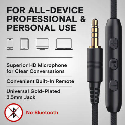 CL750 Wired Headphones with Microphone, On-Ear Head Phones with Mic, Black