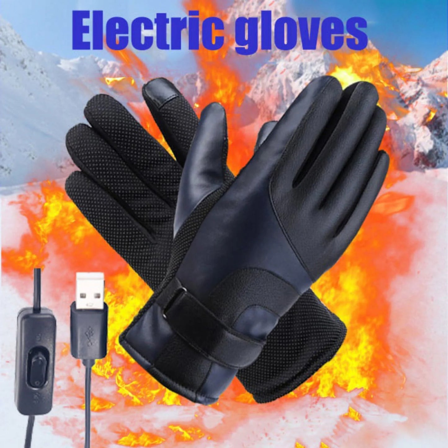 USB Plug Electric Heated Gloves with Touchscreen Finger for Men Women Winter Hands Warmer Thermal Gloves Windproof for Cold Weather Outdoor Activities